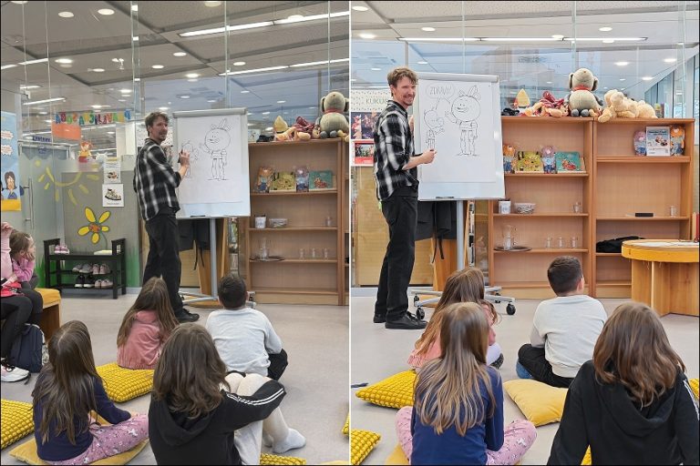 Igor je pokazal, kako nastajajo ilustracije o Medu in Pujsiju.